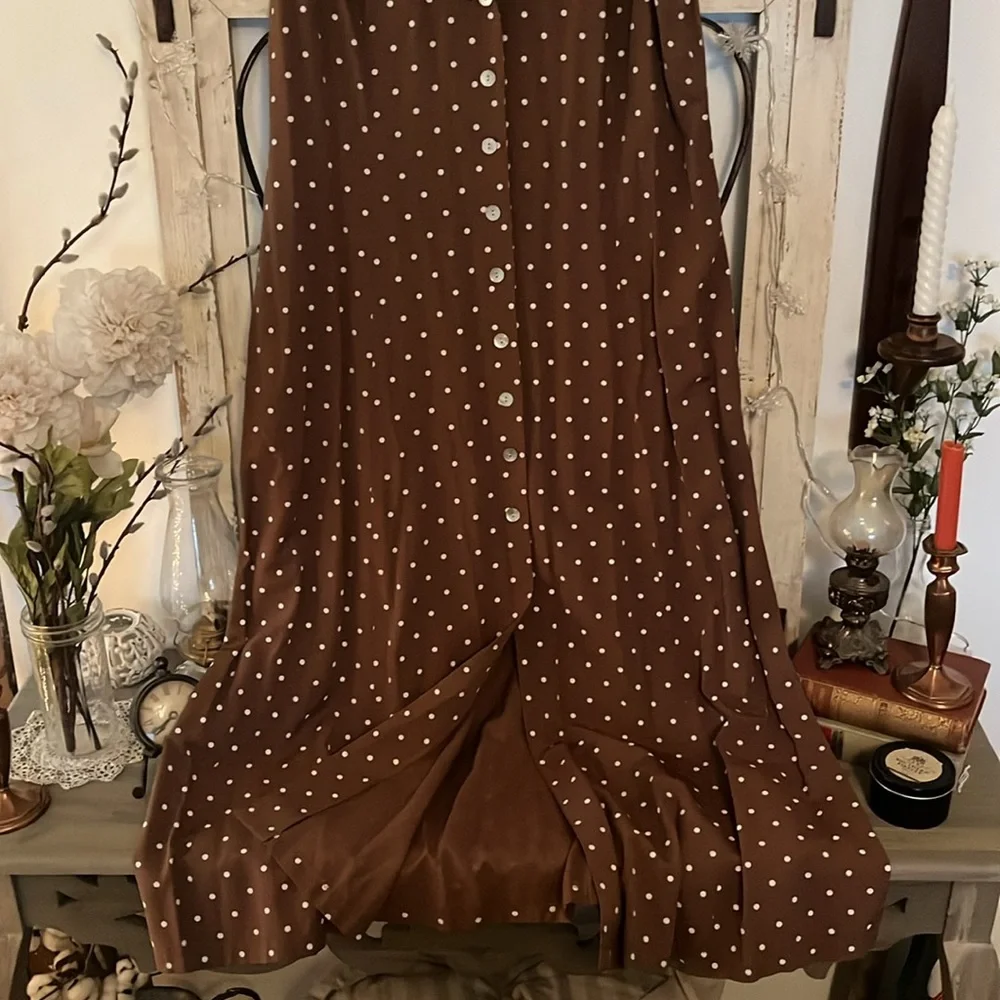 Vintage Brown Polka Dot Dress - Picture 3 of 6